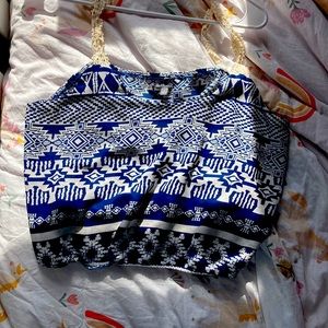 Charlotte Russe crop top blue and white size XL juniors